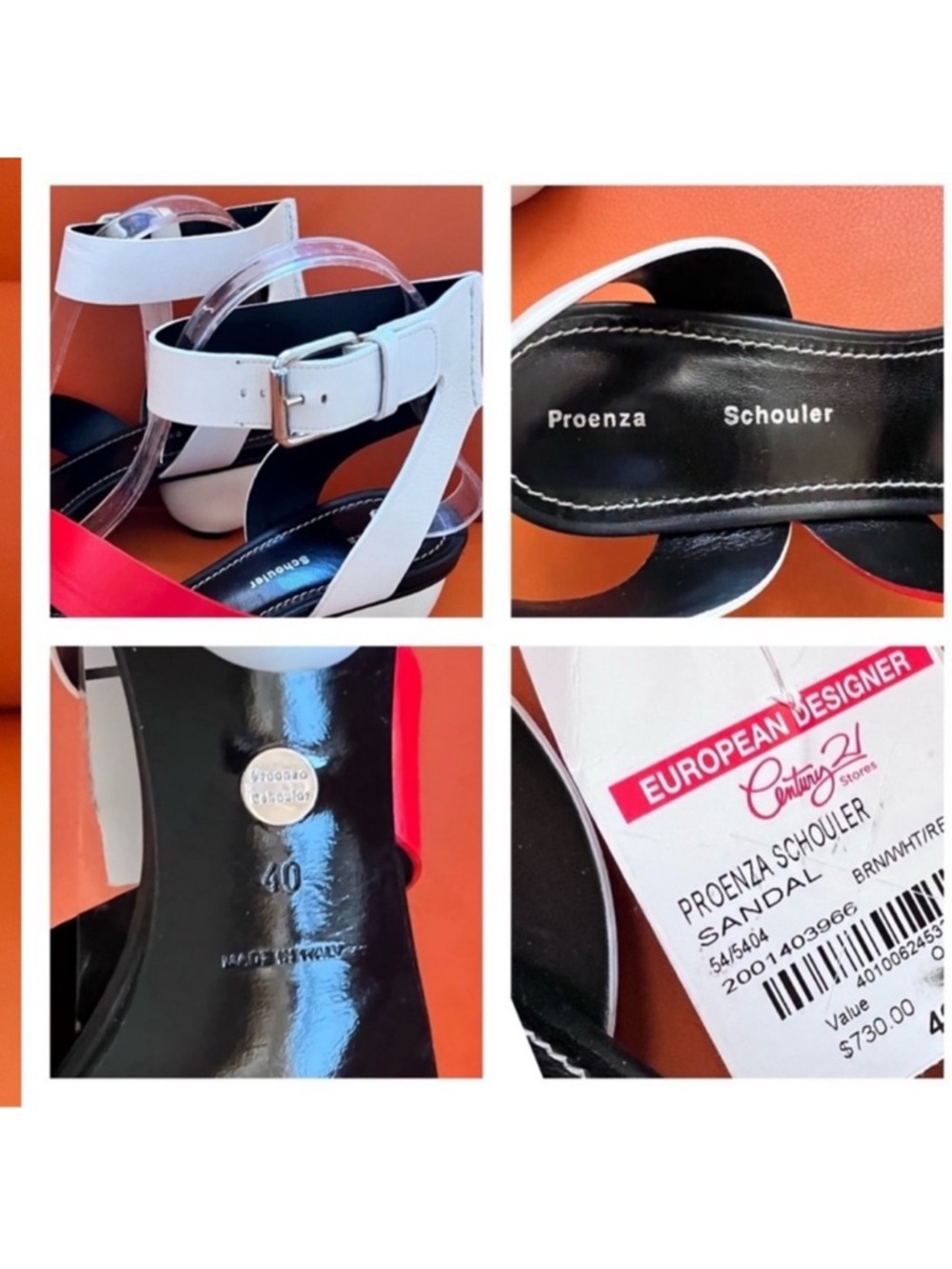 New! PROENZA SCHOULER Multicolor Sculpted Heel Strappy Leather Sandals - Picture 10 of 10